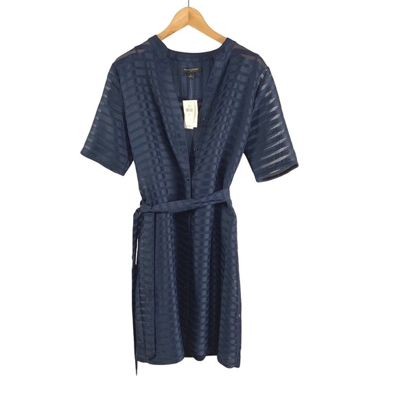 NWT Banana Republic Womens Shadow Stripe Dress 10 Maritime Blue Knee Careerwear - Picture 1 of 13